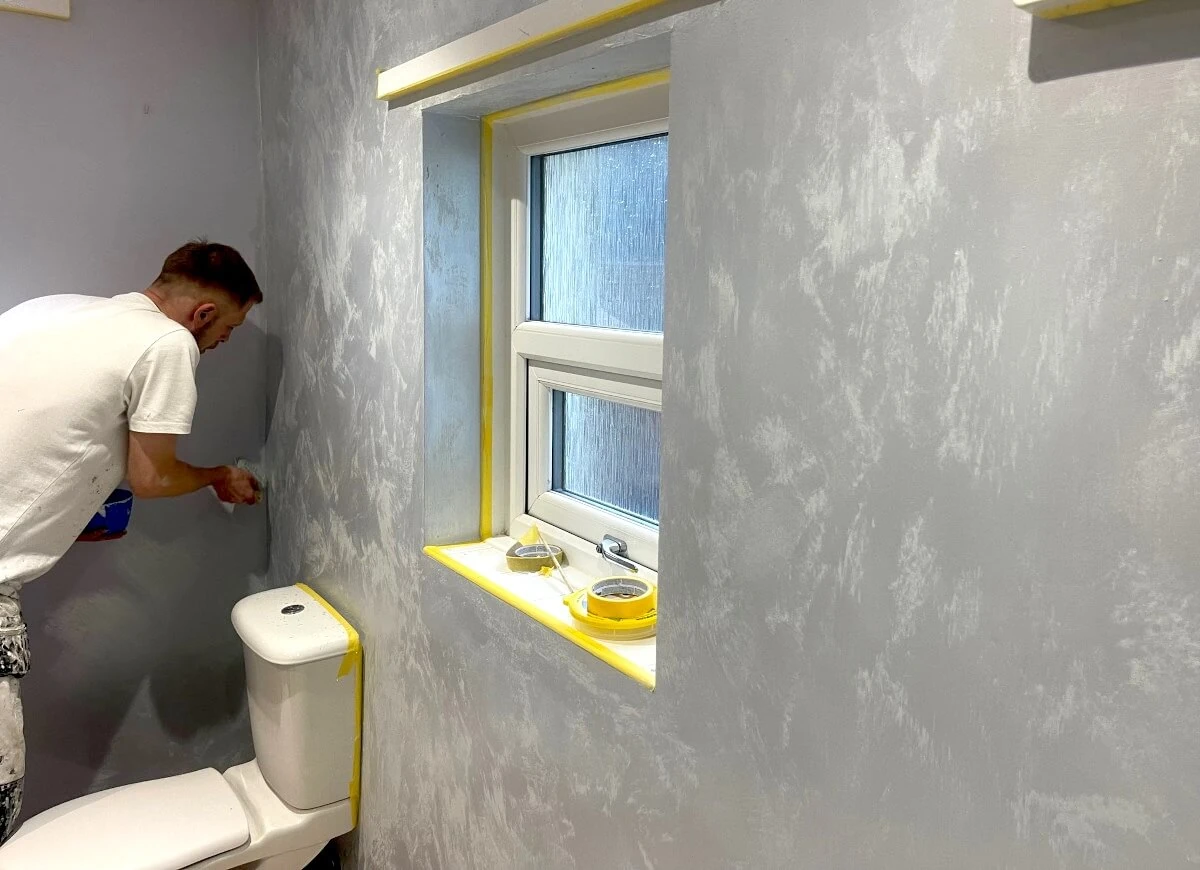 Bathroom walls being painted in Newcastle by Tulip Decor, specialist bathroom painters
