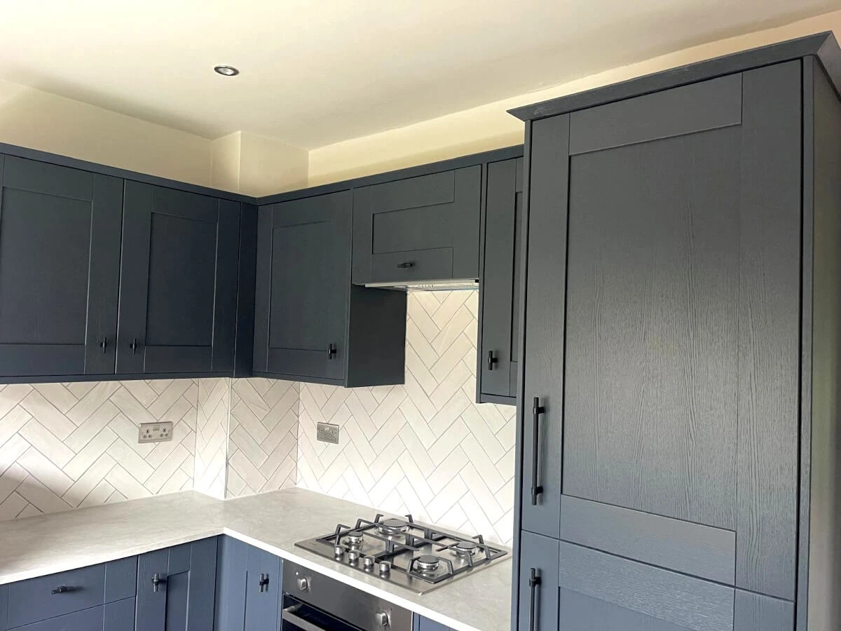 Kitchen cabinet painting in Newcastle by Tulip Decor, freshly painted cabinets in a residential kitchen