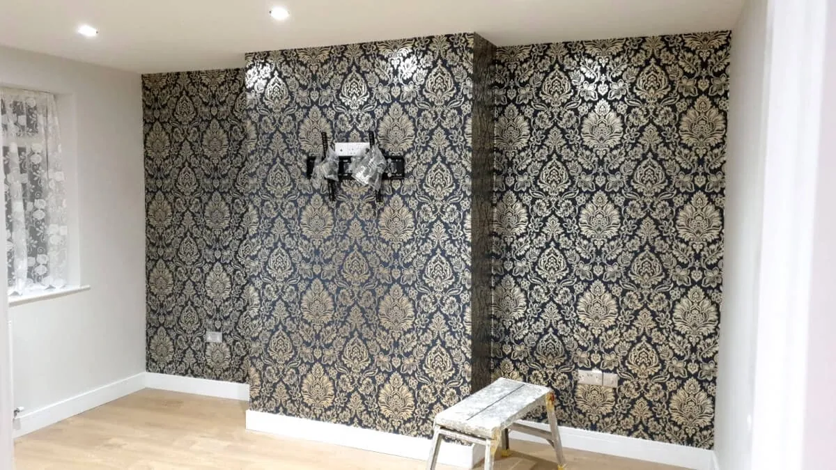 Wallpaper installation in Newcastle room by Tulip Decor, professional wallpaper installers Tyneside